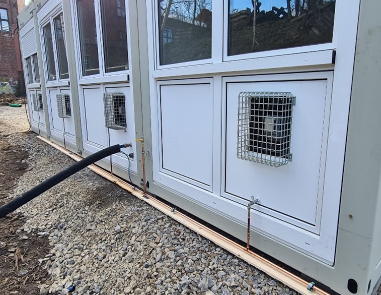 Containeranschluss Gas f. Außenwandöfen